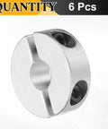 Six Piece Double Split Shaft Collar Set For 8mm Bore 25mm Outer Diameter 8mm Thick Aluminum Alloy Clamp On Collars with Set Screws