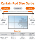 Size guide for Heavy-Duty Curtain Rod With Wraparound Curved Design That Blocks Light For Heavy Curtains, Adjustable 48 To 88 Inches