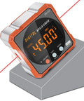 Sleek Digital Angle Finder And Protractor With Magnetic Dual Laser Level Portable Pocket Design For Dead On Accuracy showing digital display and laser.