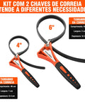 Two Piece Strap Wrench Set For Oil Filters, Shower Heads, Water Filters, And Jar Opener, Adjustable Belt Wrenches With Reinforced Rubber Belts, Large Wrench 0.2 Inch Thick And 0.75 Inch Wide Up To 200N Torque, Small Wrench 0.16 Inch Thick And 0.5 Inch; 4 and 6 in