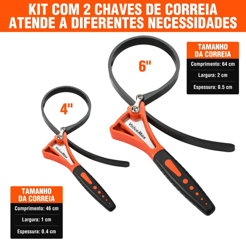 Two Piece Strap Wrench Set For Oil Filters, Shower Heads, Water Filters, And Jar Opener, Adjustable Belt Wrenches With Reinforced Rubber Belts, Large Wrench 0.2 Inch Thick And 0.75 Inch Wide Up To 200N Torque, Small Wrench 0.16 Inch Thick And 0.5 Inch; 4 and 6 in