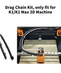 K1 Max Drag Chain Cable Carrier for 3D Printers installed on machine, showing open-type black flat cable chain for clean cable management.