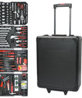 Top Shelf 899 Piece Rolling Toolbox Set With Four Deep Compartments For Tough Home Repairs Garage Mods Diy Fixes And Everyday Handyman Grindin In Sleek Black Finishing, featuring a portable design and extensive tool assortment.