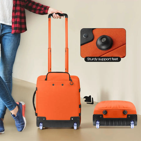 Underseat Carry On Luggage With Handle 17 Inch Travel Duffle Bag For Men And Women Orange Lightweight Durable Airplane Bag