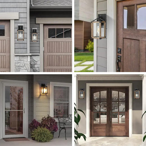 Easy Weatherproof Dusk To Dawn Outdoor Wall Light With Photocell Sensor Brown Exterior Lantern on various porches