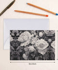Floral Graphite Print Greeting Cards Half Fold 4x6 Inches All Occasion Invitations and Celebrations Photo Paper White Card Stock