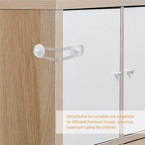 4 Pack Kid Proof Cabinet Locks For Drawers And Furniture, Flexible adhesive strips on wooden cabinet, no drilling needed