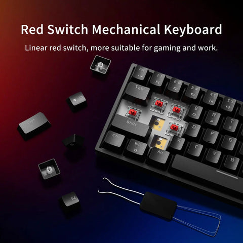 Compact 60 Percent Wired Mechanical Gaming Keyboard With 68 Keys And Separate Arrow Layout Thick Tactile Switches Deliver Straight Fire Typing Vibes Tight Black Chassis