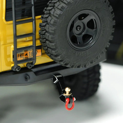 Aluminum Drop Hitch Receiver For 1 By 18 RC Crawler Upgrade Part For FCX18 FMS 2 Piece Set CNC Machined With Red Tow Hook