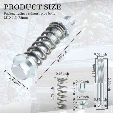 Heavy Duty Exhaust Manifold Bolts Kit With Shock Absorbing Springs For M10X1.5 Exhaust Gaskets, product size diagram
