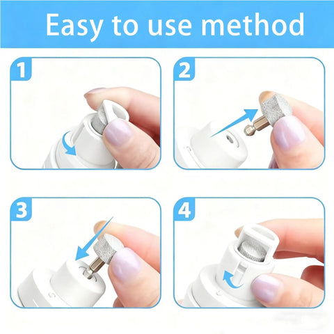 Step-by-step guide to using the Quiet Electric Pet Nail Grinder For Dogs And Cats featuring dual speed modes.
