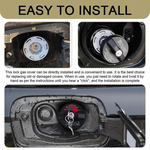 Locking Gas Cap With Key For Toyota 4Runner And Chevrolet Silverado, installed view, secure fuel tank cap, prevents theft.