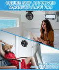 6 Inch Magnetic Cruise Fan With 12000mAh Rechargeable Battery Portable Power Bank LED Light 360 Degree Rotating Head Strong Magnetic Base Timer Function And Cruise Essentials For All Major Cruises installed in cabin