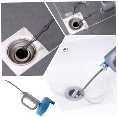 Heavy Duty 33 Foot Flexible Plumbing Drain Snake With Badass Ergo Handle And Hella Bendable Cable For Quick Toilet Clog Removal and Smooth Pipe Restoration in action unclogging a drain.