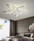 Modern Flower Shaped Dimmable Led Ceiling Light Fixture With Remote Control Acrylic Flush Mount Chandelier in bedroom