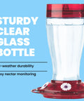 Front view of Bird Health Plus Big Gulp Hummingbird Feeder With Five Flower Shaped Ports, Glass Exterior, 40 Ounces Nectar Capacity