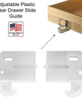 Plug And Play Rear Drawer Slide Guides Four Pack For One Quarter Inch Rails T Shape Center Mount Wood Track Heavy Duty Plastic Back Plates in use