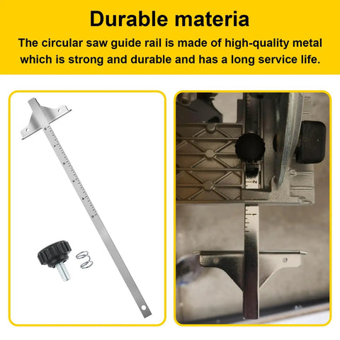 Precision Replacement Circular Saw Fence And Trim Saw Guide For Smooth Straight Cuts Compatible With Dc390k Dw936 Dc300 Dc310 Models showing metal guide rail and clamp.