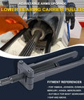 Lower bearing carrier puller with adjustable arms; gray metal tool for Yamaha/Johnson/Evinrude/Mercury/Honda/Mercruiser