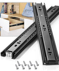 Beefy Full Extension Drawer Slides Set 10 12 14 16 18 20 22 24 Inch Side Mount Rails With Ball Bearing Tracks 100 LB Capacity Black