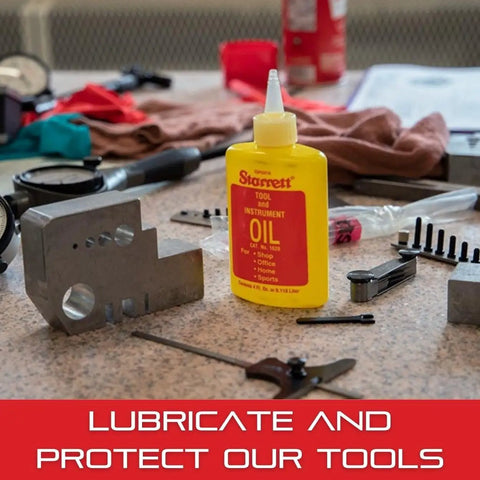 Extra-Fine Instrument Oil For Measuring Tools And Precision Instruments, Light Machinery Lubricant, 4 Fl Oz on workshop table