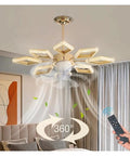 Modern Led Pendant Chandelier With Glass Accents And Remote Control Light Fixture Eight Head Prism Drop in a stylish bedroom.