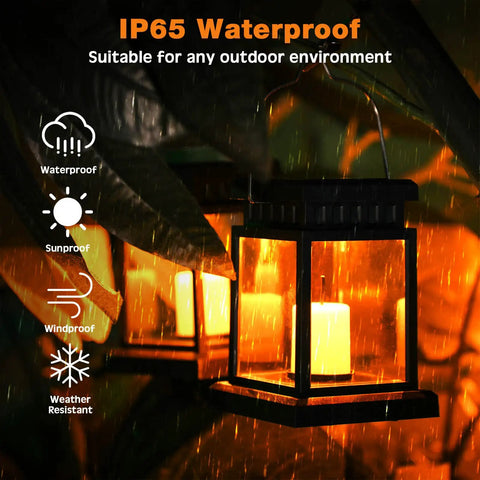 IP65 waterproof 18 pack hanging solar lanterns for outdoor garden and yard, warm LED light, black vintage hollow design