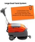 Side view of Beast 17 Inch Walk Behind Floor Scrubber Machine With 19,000 Sq Ft Per Hour Cleaning Power, Fast 2.5 Hour Charge, Up To 2.5 Hour Run Time, 7.9 To 9.2 Gallon Tanks, Commercial Hard Floor Cleaner For Busy Floors