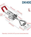 2Pc 304 Stainless Steel Adjustable Lever Handle Lock Hasp With Screws Beefy Quick Release Toggle Latch Clamp For Cabinet Box Toolbox Case Large Rugged Build With Plastic Handle Knobs, showing dimensions and design.