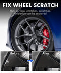 Revamp Your Daily Driver With Sonic Silver Rim Touch Up Paint For Tesla Wheels Easily Covering Curb Rash And Rock Chips Quick Dry Formula Protects Against Rust While Giving You That Slick Factory Look Smooth Ride. Showing wheel before and after touch up.