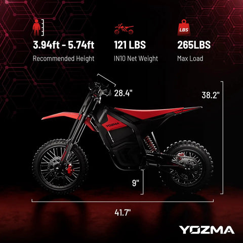 Side view of Gnarly 2600W Mid-Drive Electric Dirt Bike For Teens And Adults Up To 40 MPH With 23.4Ah 48V Battery Dual Hydraulic Brakes