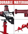 Beast Mode 1500W Electric Post Hole Digger with 6 Inch Auger Bit for Fence Posts Decks Tree Planting and Landscaping Red Easy Start Ergonomic Handle and Quick Drilling