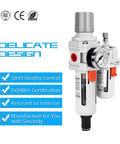 Three Eighths Inch NPT Auto Drain Air Filter Regulator Lubricator FRL Heavy Duty Combo With Water Oil Trap Separator Gauge