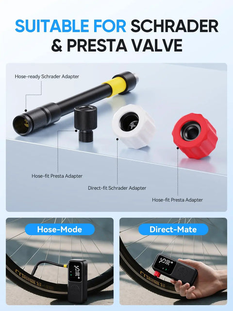 Ultra Lightweight Mini Bike Pump With Gauge Auto Stop 120 PSI Portable Hand Pump For Presta And Schrader Valves, Fits Road And Mountain Bike Tires, EBikes And Sports Balls, Pocket Size For Easy On The Go Inflation