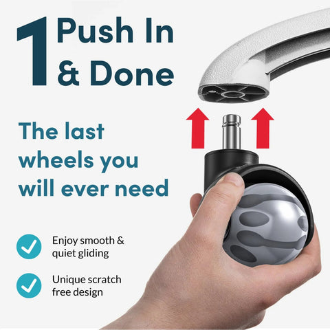Heavy-duty office chair wheels set of 5 with easy installation.