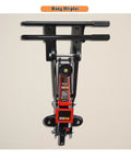 Heavy Duty Steel Floor Jack Holder And Jack Stand Wall Mount Hook Rack In Black Electroplate Must Have Space Saving Garage Organizer For Two Piece Jack Handles With Easy Access And Secure Storage displayed on wall