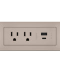 Radiant Furniture Power Center with USB and Recessed Power Strip 2 Outlets Type A USB 6 Foot Cord Nickel Finish Easy Install No Mess