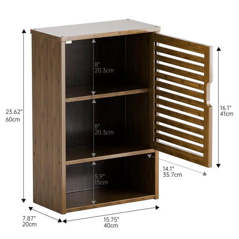 Over Toilet Wall Mount Medicine Cabinet With Adjustable Shelf And Open Bottom Storage, Single Door, Walnut Finish