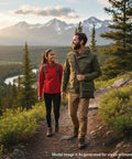Couple hiking with Waxed Canvas Bushcraft Messenger Bag 16oz Durable Haversack for Gardening and Camping Antique Olive