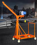 Heavy Duty Electric Hoist Crane With Adjustable Boom And Four Rolling Casters 500Kg Workshop Engine Lifter with orange steel frame.