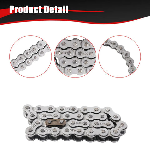 Beefy Heavy Duty Drive Chain For Coleman KT196 CK196 Go Kart And Hisun HS200GK 196cc 200cc 212cc 32 Links With 8 Master Links