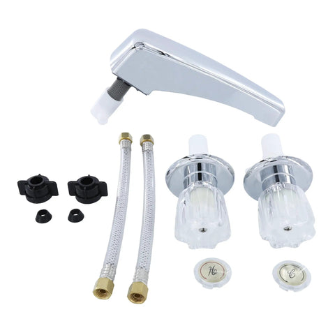 Two Handle Garden Tub Faucet Chrome For Mobile Home And RV With Separate Hot And Cold Controls 2.5 GPM Flow Easy Install