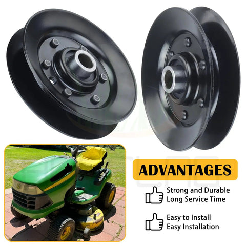 2 Pack Idler Pulley 756-04325 Replacement For Craftsman LT2000 Cub Cadet LTX1042 Garden Tractor Replaces MTD 756-04325 Rotary 14326 Durable Mower Deck Pulley For Smooth Spin And Easy Install, black steel, 3.06 in OD