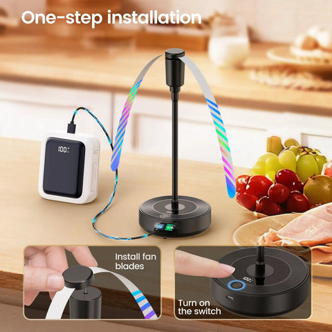 Portable Tabletop Fly Fans 4 Pack With 2000mAh Rechargeable Battery Power, Runs Up To 20 Hours And Features LED Battery Display