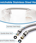 High Pressure Shower Head With Six Spray Settings, Extra Long Flexible Stainless Steel Hose, Brass Nut and Rubber Washer