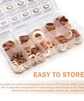 Copper Crush Washer Kit 200 Piece Assortment For Oil Drain Plugs And Gaskets Flat Ring Seals in nine sizes M5-M14 in a box