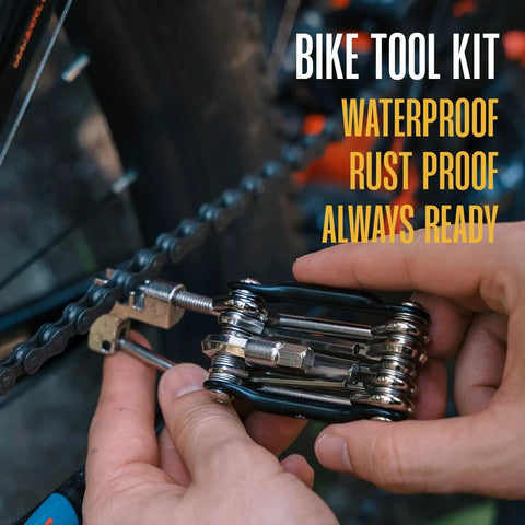 Using 12 In 1 Bike Multitool Kit Lightweight Stainless Steel Bicycle Tool With Hex Key Screwdriver Chain Breaker outdoors