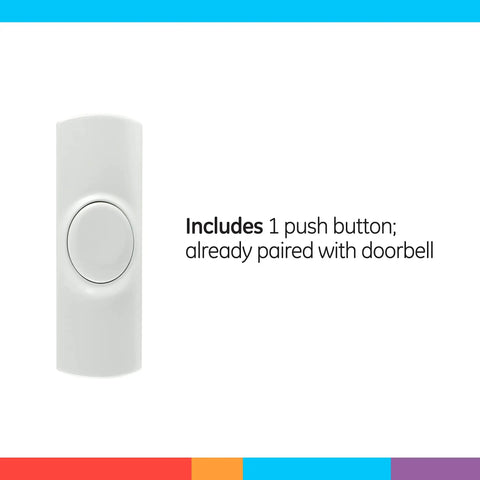 Wireless Doorbell Kit With Battery Operated Receiver And Push Button, Easy Install, 4 Volume Levels, 2 Melodies, 150 Ft Range, White Chime