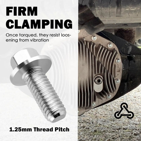 Heavy Duty 14 Piece Rear Differential Cover Bolts M8 125x20mm Hex Head Flange Screws Galvanized Steel showcasing firm clamping durability.