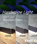 7 Inch LED Hardscape Lighting Kit With 5W Output Outdoor Step Lights Three CCT Options 3000K 4000K 5000K Low Voltage 12V to 15V AC DC IP65 Waterproof Landscape Lights For Stairs ETL Listed 4 Pack showing different color temperatures